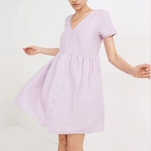Madewell Lavender V-Neck Button-Down Dress